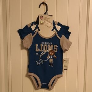 NWT 3-6 Month Detroit Lions Baby Bodysuit 3 Piece Set